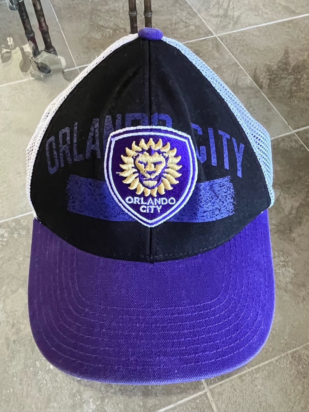 Adidas Orlando City SnapBack Hat Youth One Sz Adjustable Purple Black White Mesh